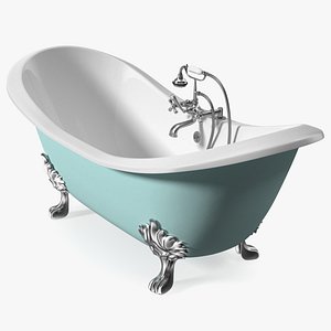 Double Slipper Clawfoot Tub with Aqueduct Blue Exterior