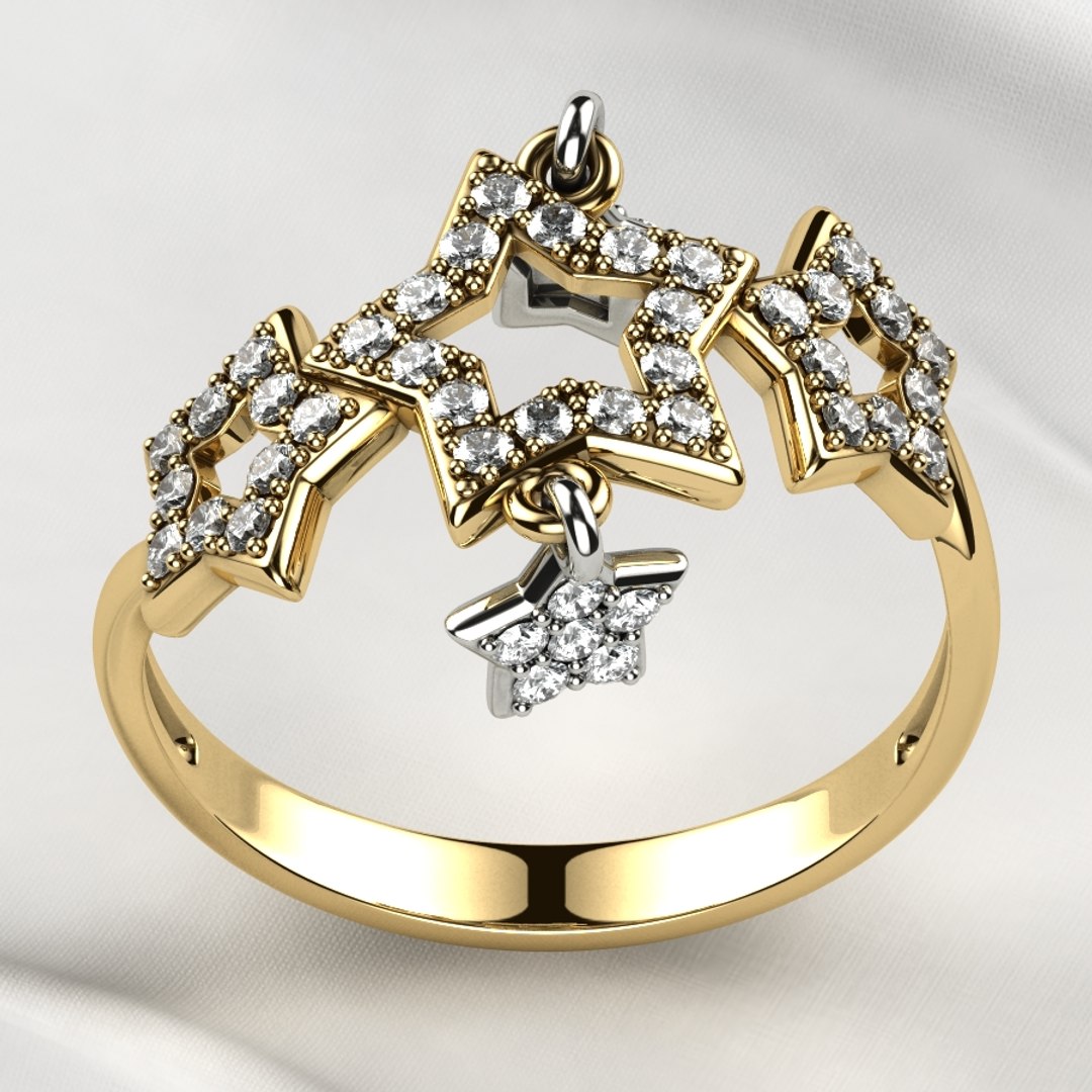 Five Stars Gold Ring 3D model - TurboSquid 1841740
