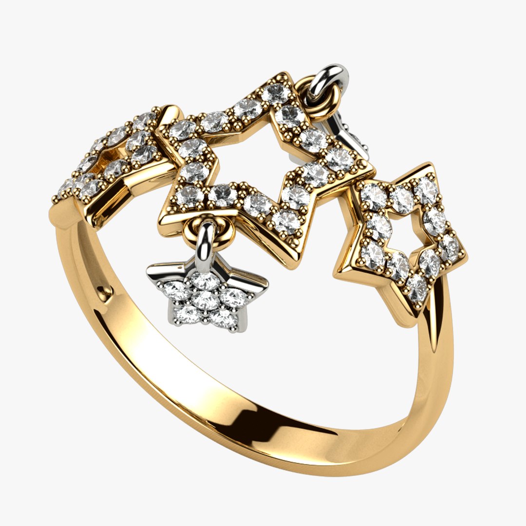Five Stars Gold Ring 3D model - TurboSquid 1841740