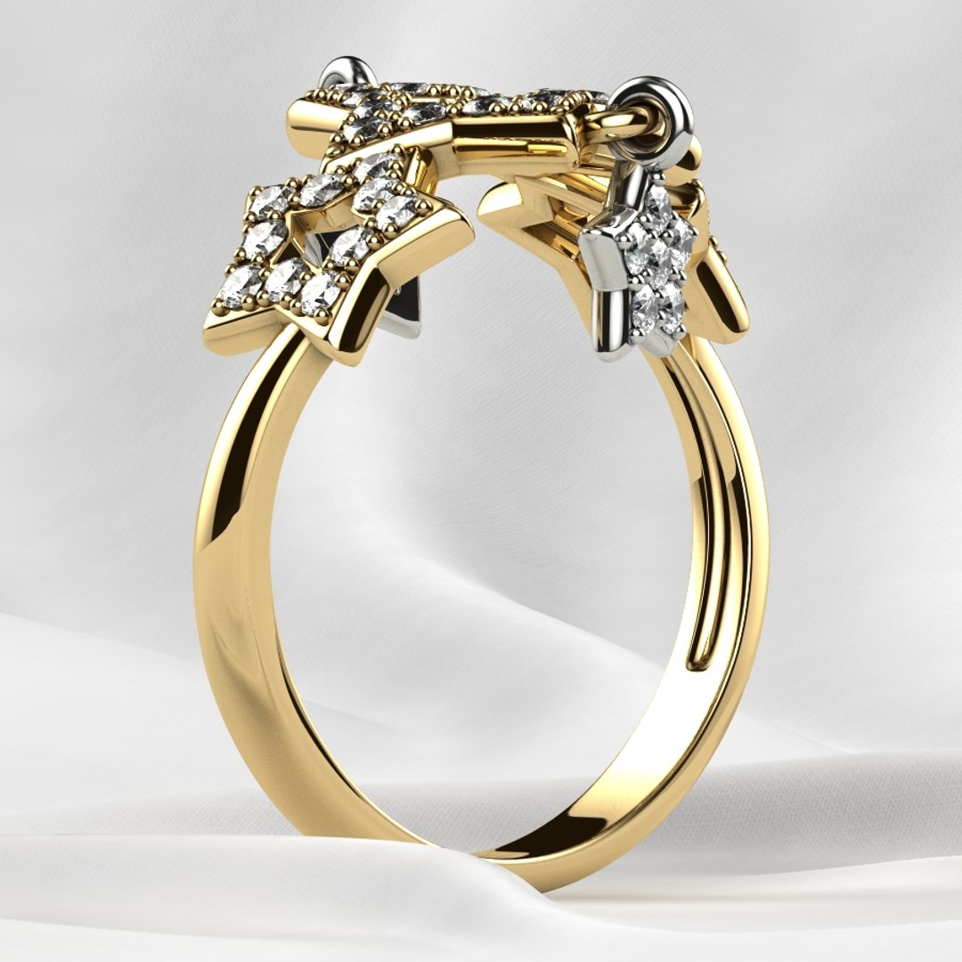 Five Stars Gold Ring 3D model - TurboSquid 1841740