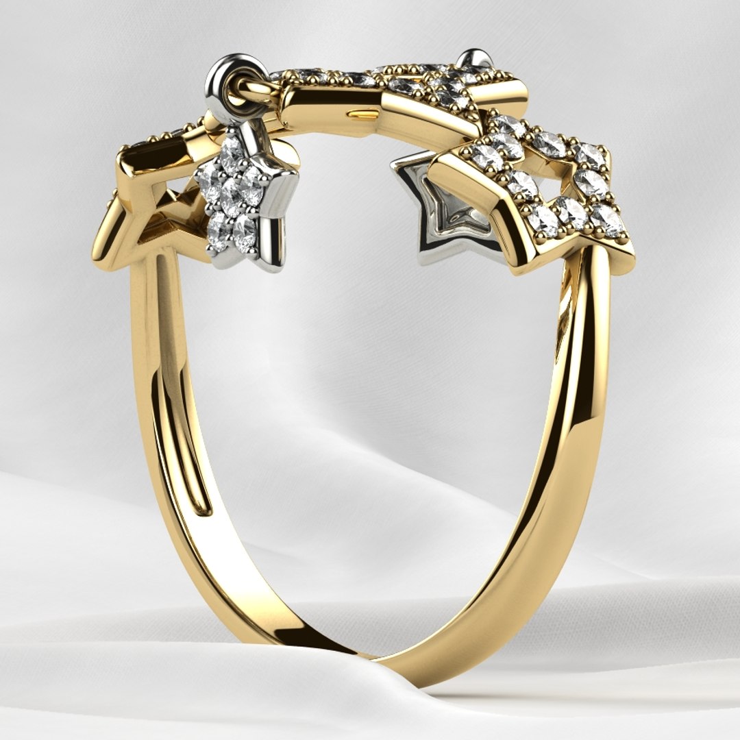 Five Stars Gold Ring 3D model - TurboSquid 1841740