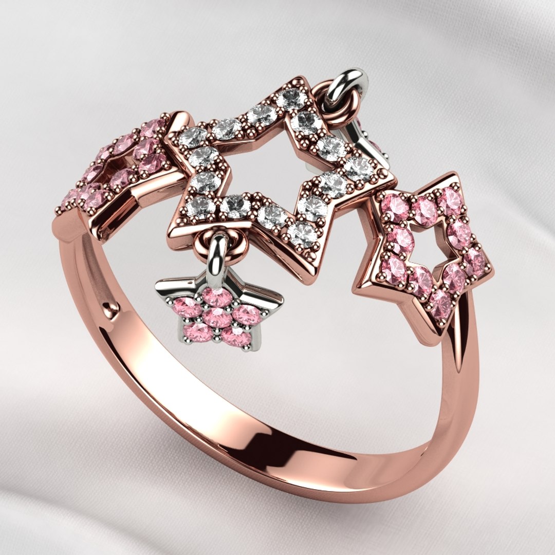 Five Stars Gold Ring 3D model - TurboSquid 1841740