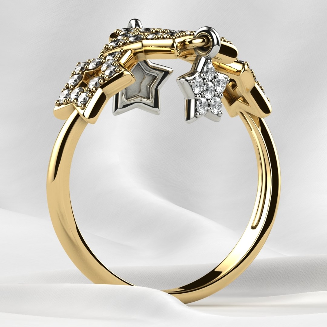 Five Stars Gold Ring 3D model - TurboSquid 1841740