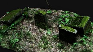 ancient graveyard tombstone mossy ruins PBR photogrammetry 3D model