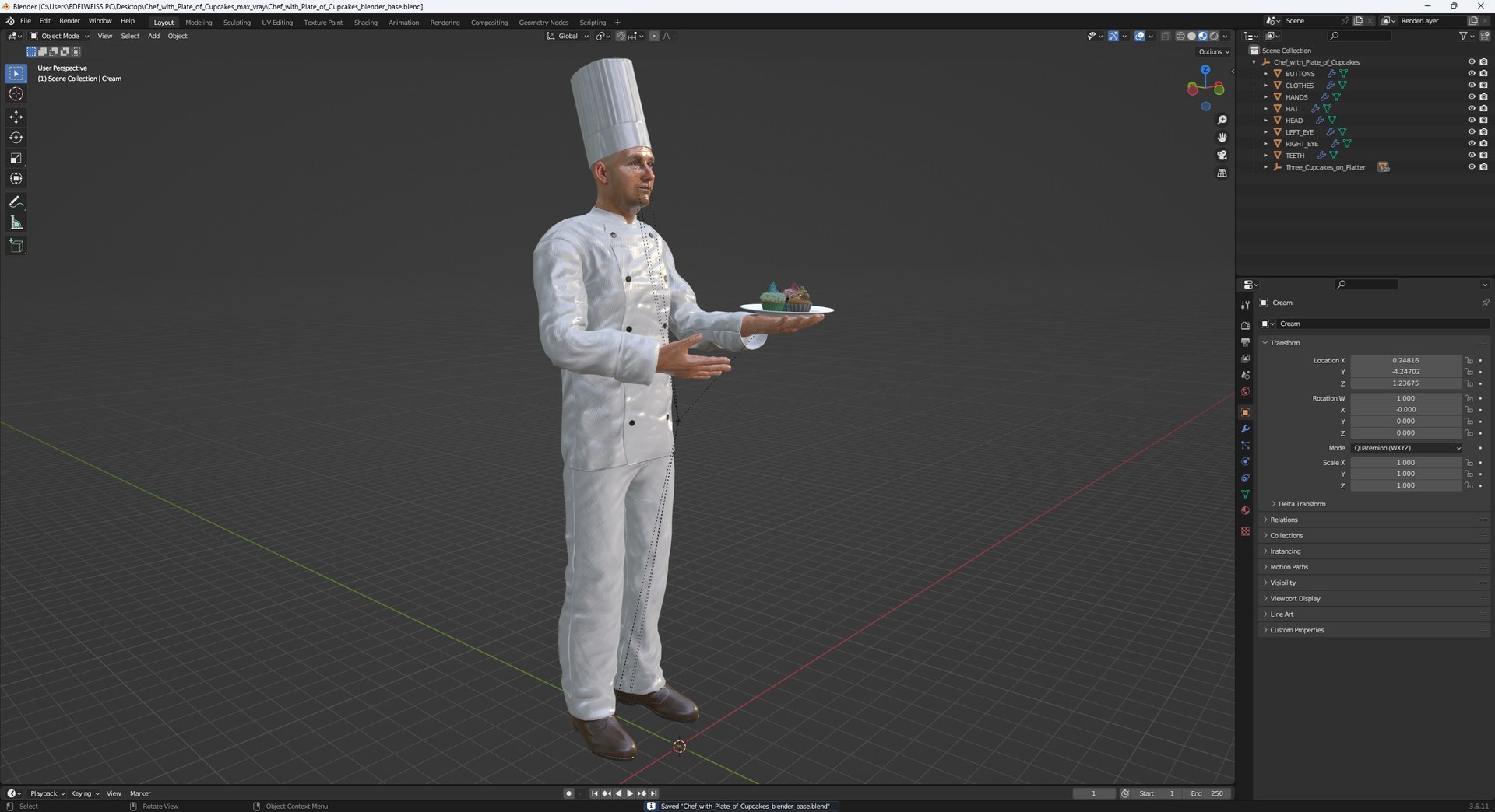 3D Chef With Plate Of Cupcakes - TurboSquid 2326763
