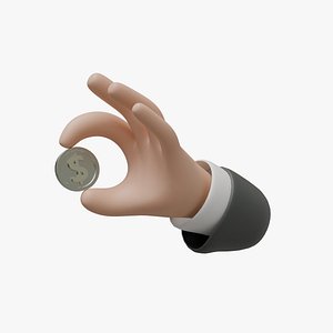 3D Low Poly Business Financial Hand and Coin Concept