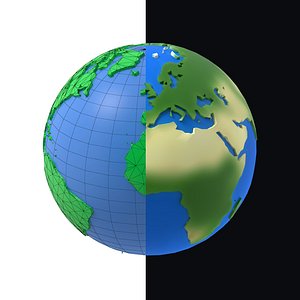 Earth low poly simple design cartoon