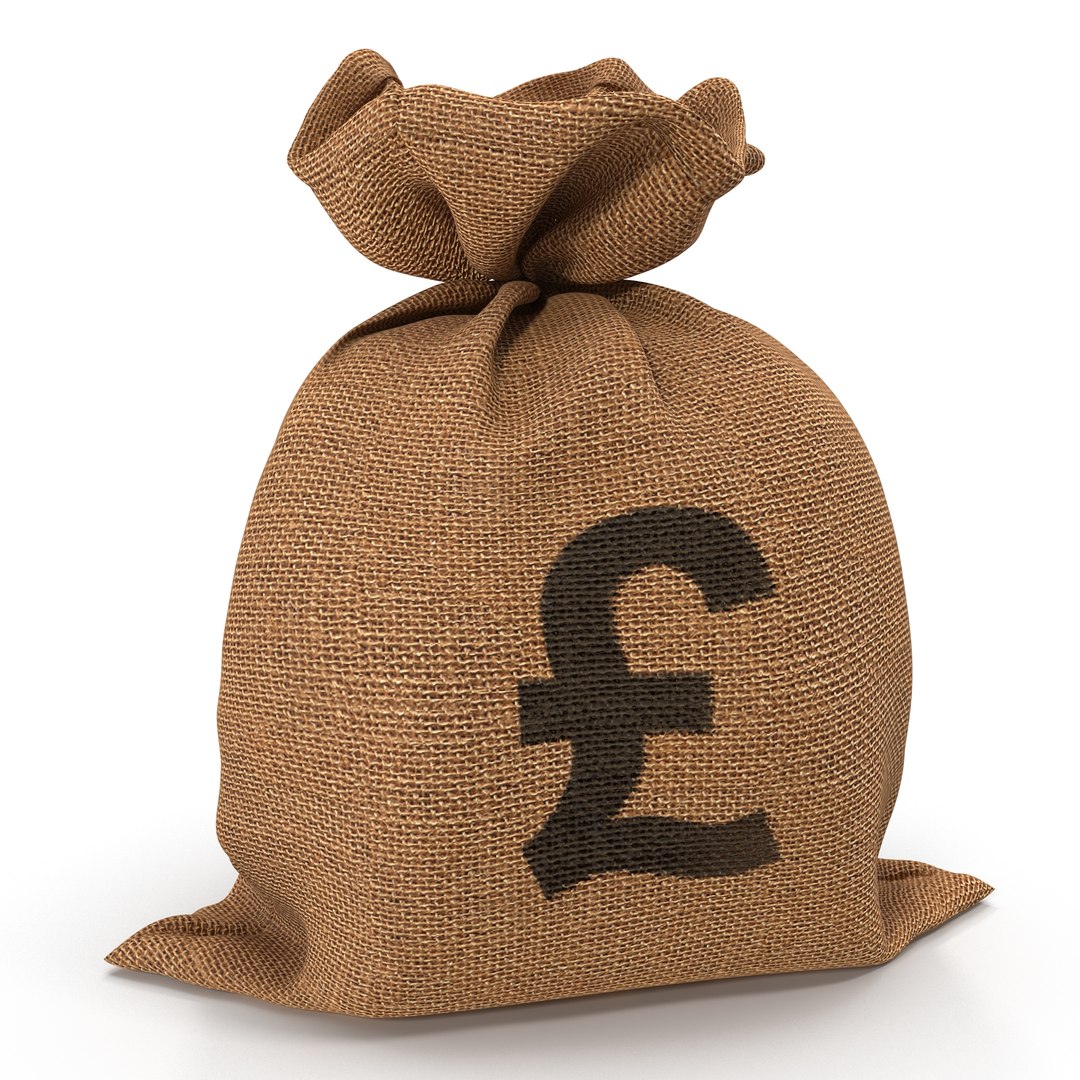 Money Bag 2 Pound 3D Model 3D model preview