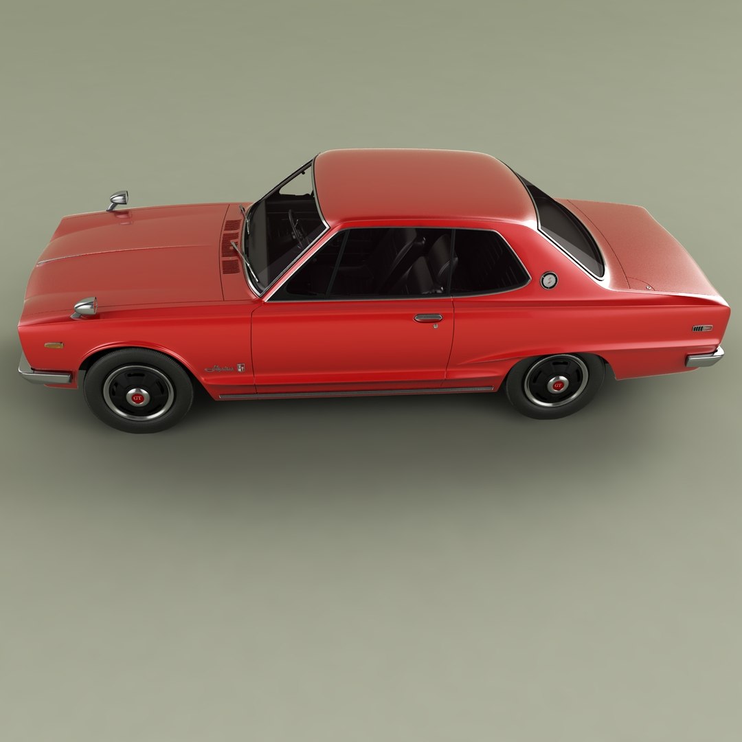 Nissan Skyline 2000GT coupe KGC10 model https://p.turbosquid.com/ts-thumb/mP/Sixybu/3r/nissanskylinec107/jpg/1686334788/1920x1080/fit_q87/87c66d410a7191e1205f26f74ba765a81c8cf679/nissanskylinec107.jpg