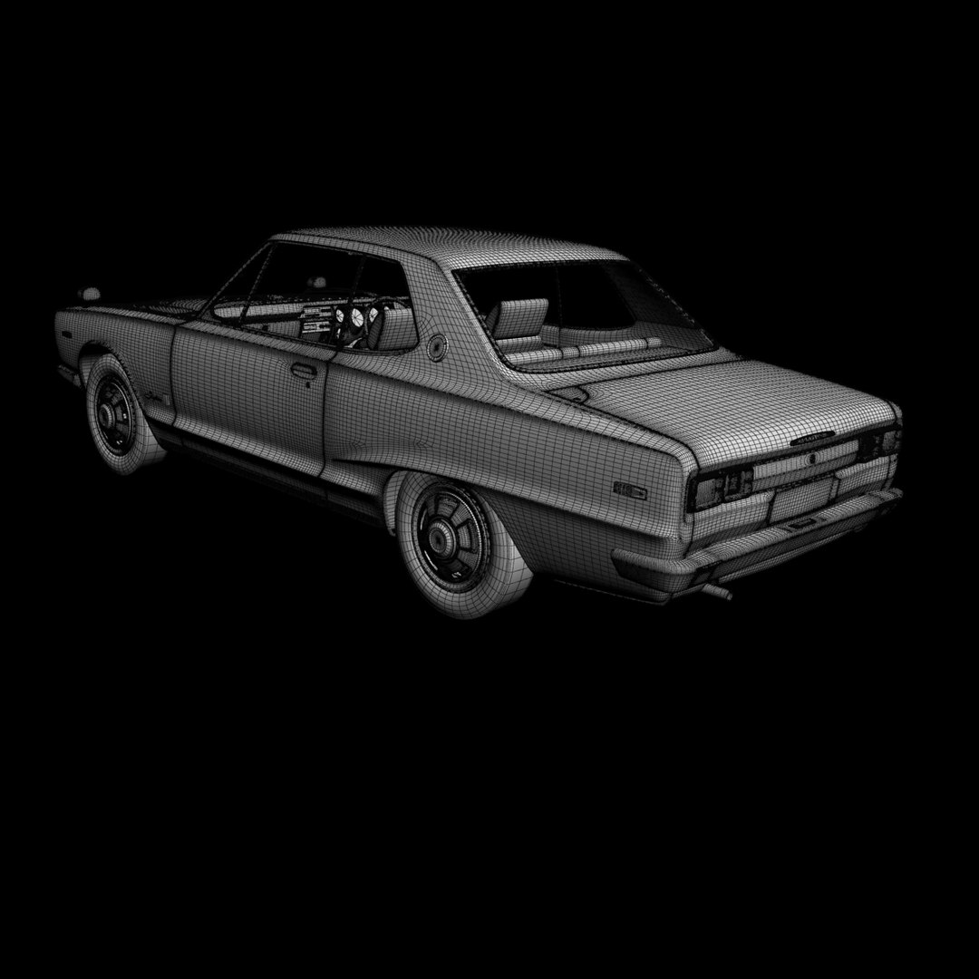 Nissan Skyline 2000GT coupe KGC10 model https://p.turbosquid.com/ts-thumb/mP/Sixybu/5Z/nissanskylinec10w4/jpg/1686334866/1920x1080/fit_q87/6acd223b23fe4a432c18898cef1d66f94ec2ca2a/nissanskylinec10w4.jpg