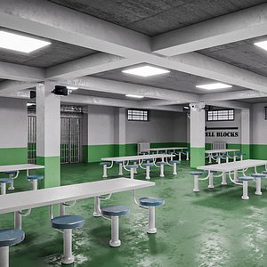 3D Prison Interior Collection Hall Cells