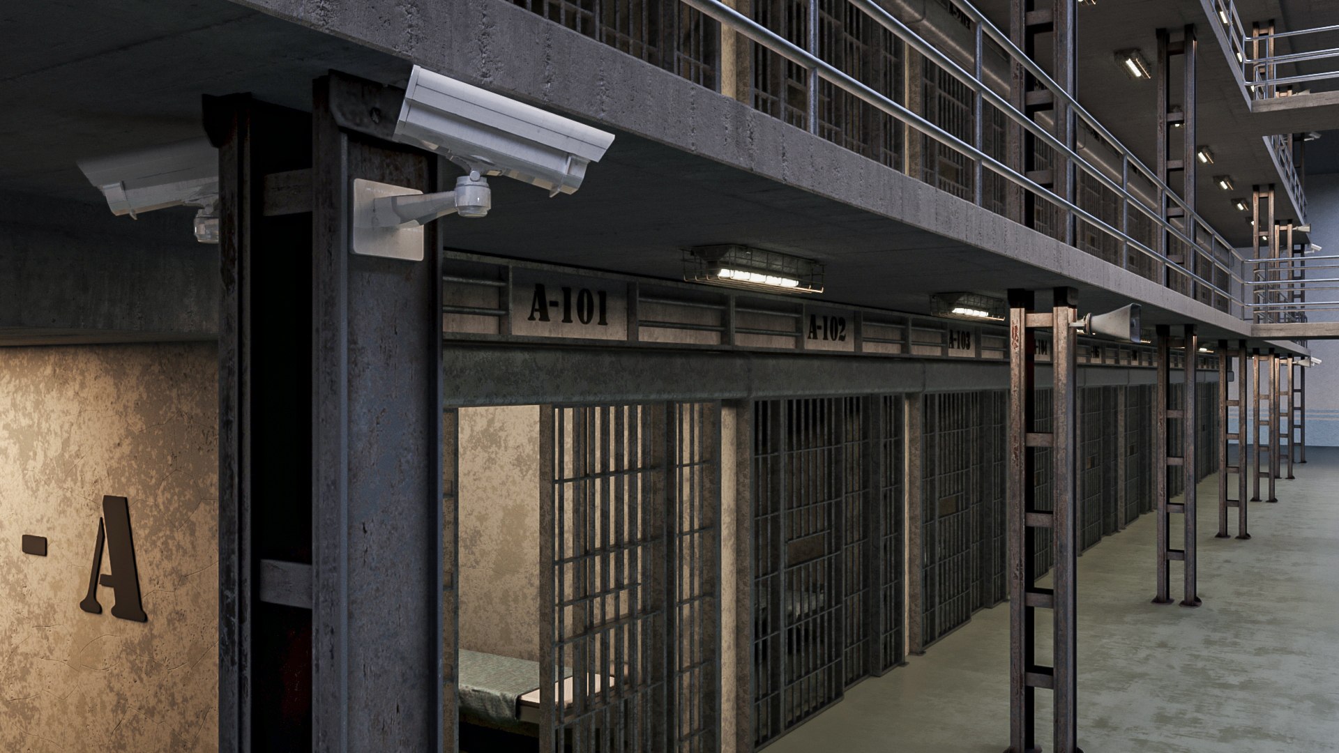 3D Prison Interior Collection Hall Cells - TurboSquid 2319187