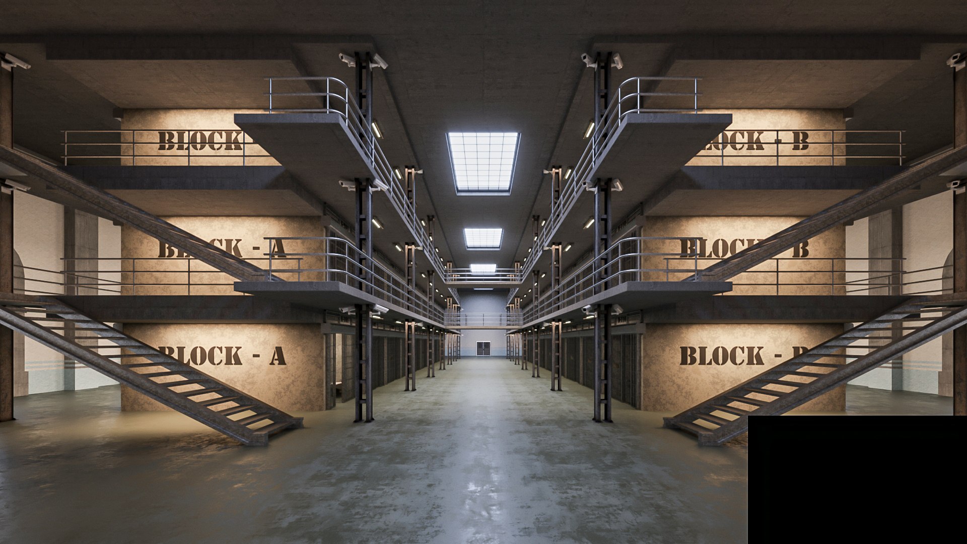 3D Prison Interior Collection Hall Cells - TurboSquid 2319187