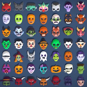 73 Halloween Masks Pack - Toon Horror Ghosts Evil Fantasy - Ultimate Collection
