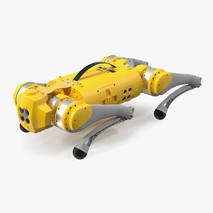 Yellow Dog Robot Rigged for Cinema 4D 3D model