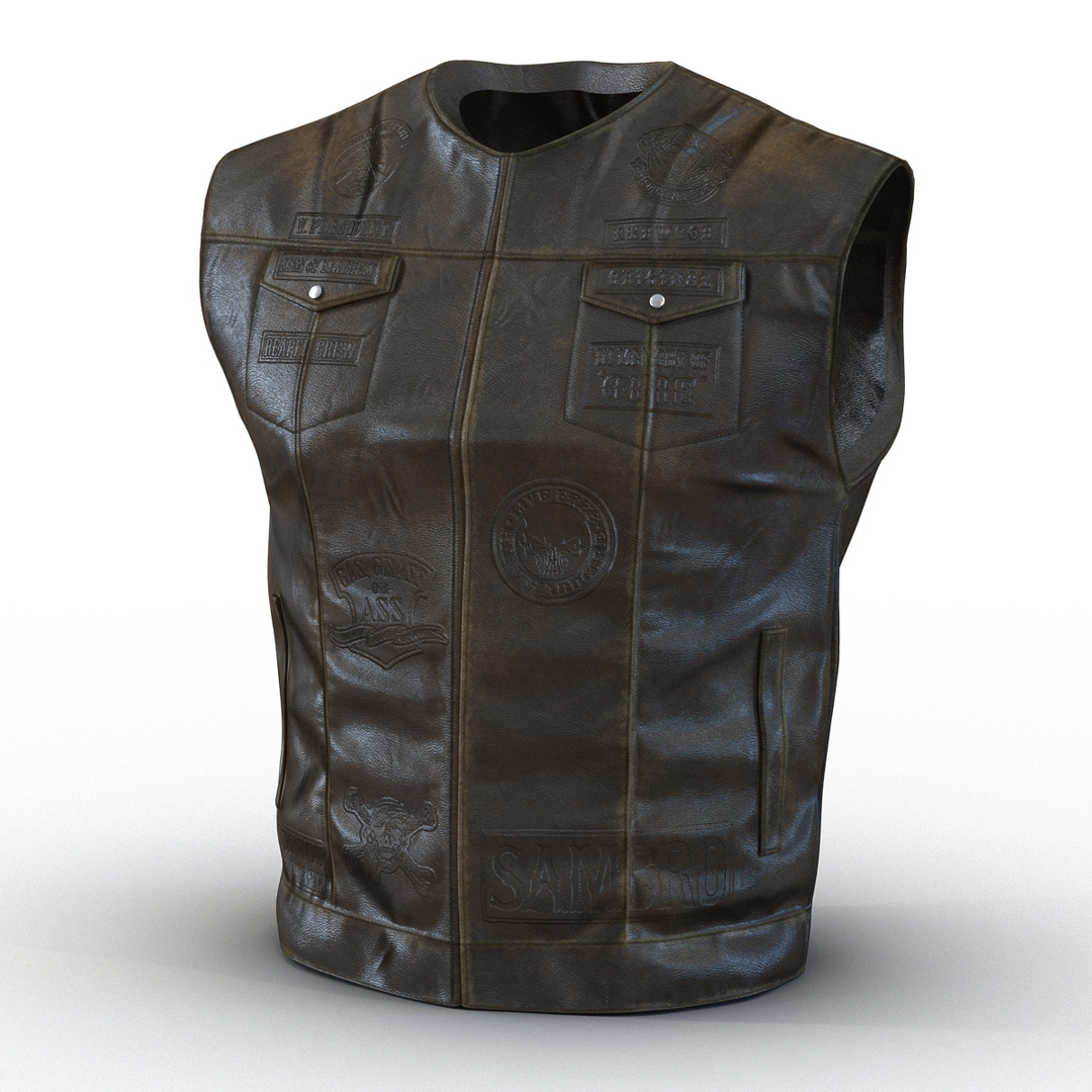 Leather Biker Vest Generic 3ds