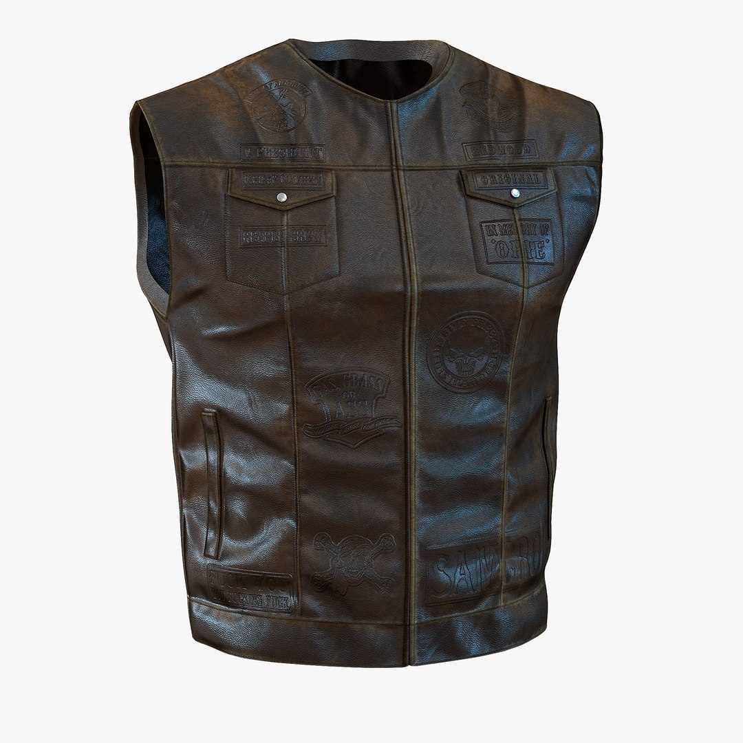 Leather Biker Vest 2 3D Model 3D model preview