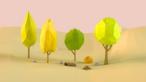 Cartoon low poly trees pack