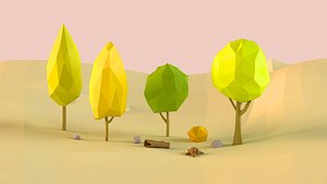 Cartoon low poly trees pack