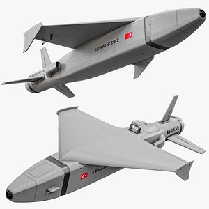 Rigged Baykar Kemankes 2 Mini Intelligent Cruise Missile PBR 3D model
