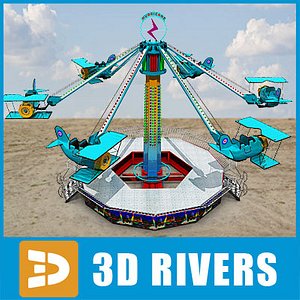 swing carousel wave swinger 3d model