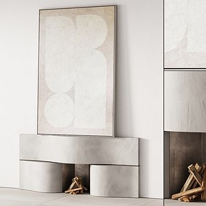 289 fireplace area decorative wall 07 wave chimney with painting 00