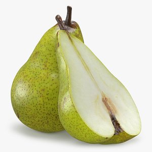 3D Whole and Half Pear model