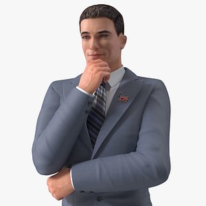 3D Democrat Man Thinking Pose with Democratic Icon model