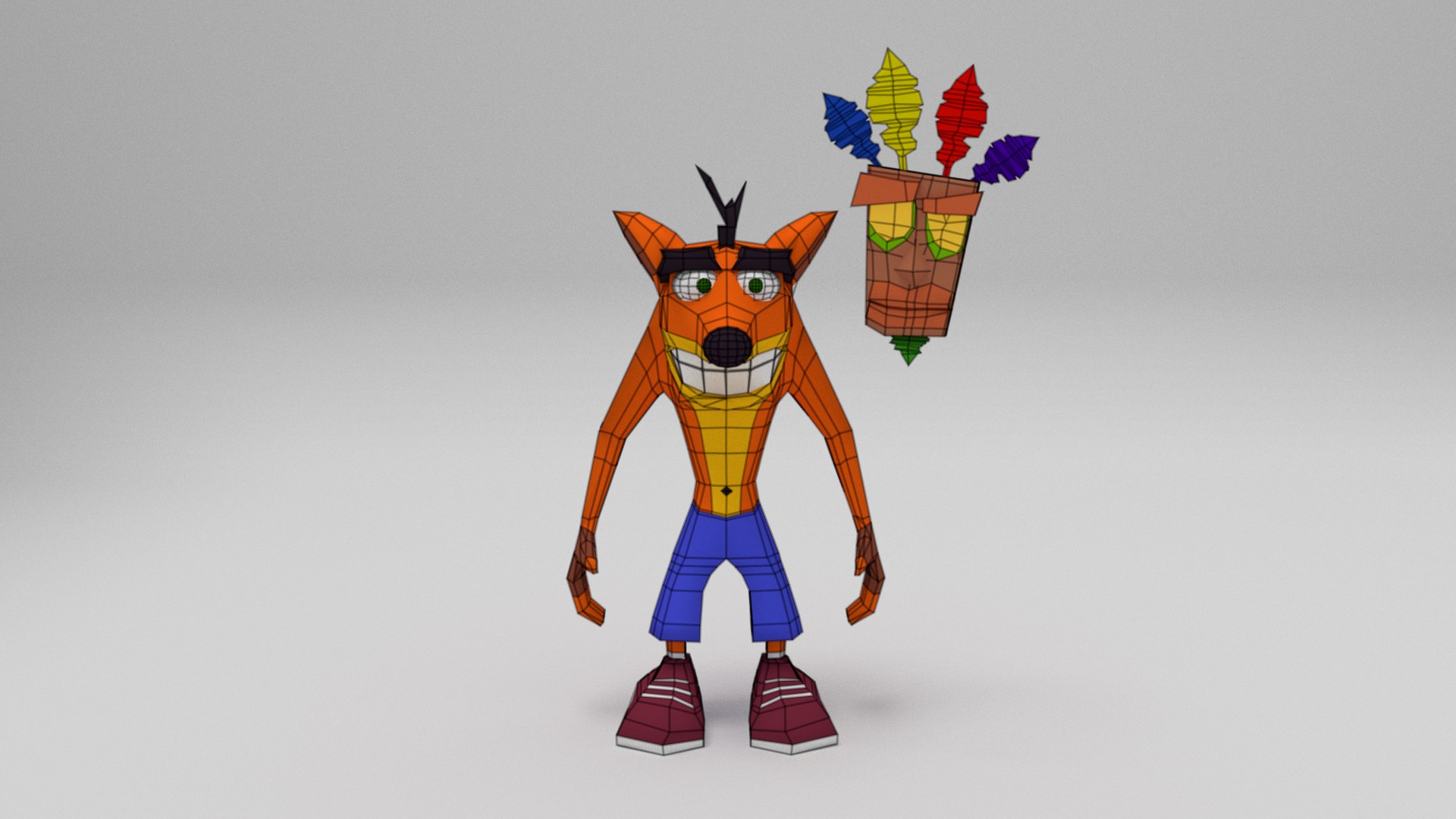 Crash Bandicoot And Aku Aku Cartoon Lowpoly 3D Model - TurboSquid 1858763