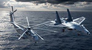 3D model Heavy Lift Helicopter  Fighter Jet Fleet Game-Ready