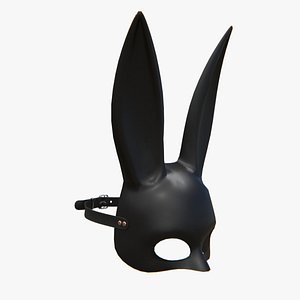 3D PBR Black Rabbit Facemask with a strap model