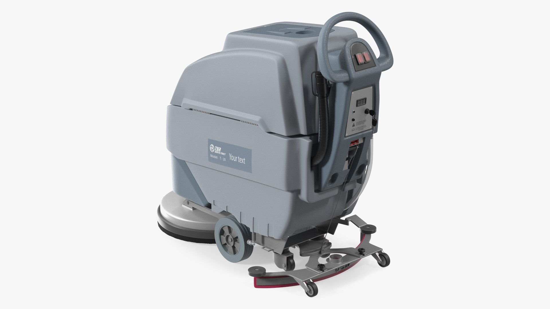 Industrial Floor Scrubber Machine Grey 3D model preview