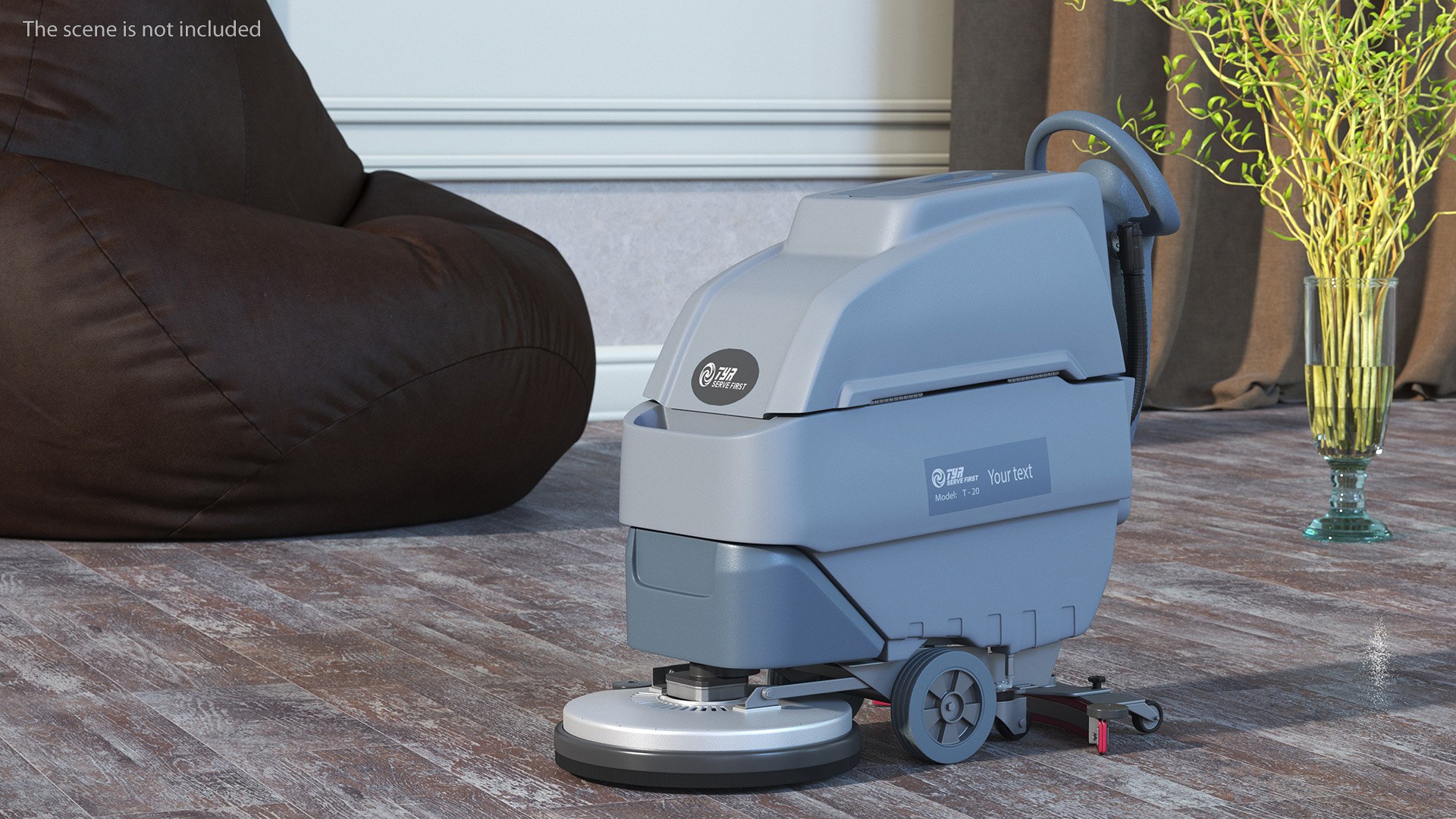 3D Model Industrial Floor Scrubber Machine Grey - TurboSquid 2223816