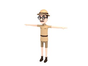 safari man character cartoon 3D model
