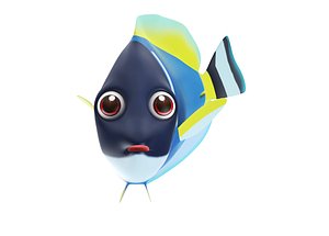 3D bowder blue tang fish toon model