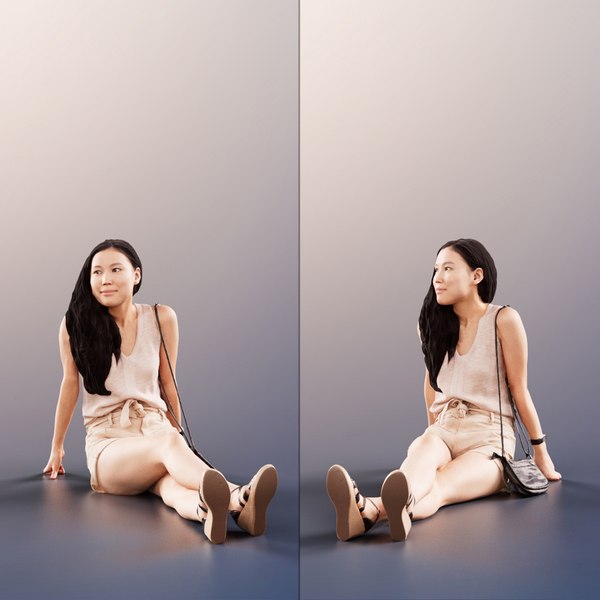 3D 11351 Anita - Asian Woman Sitting On Ground