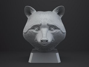 3D Raccoon Bust - Animal Figurine model