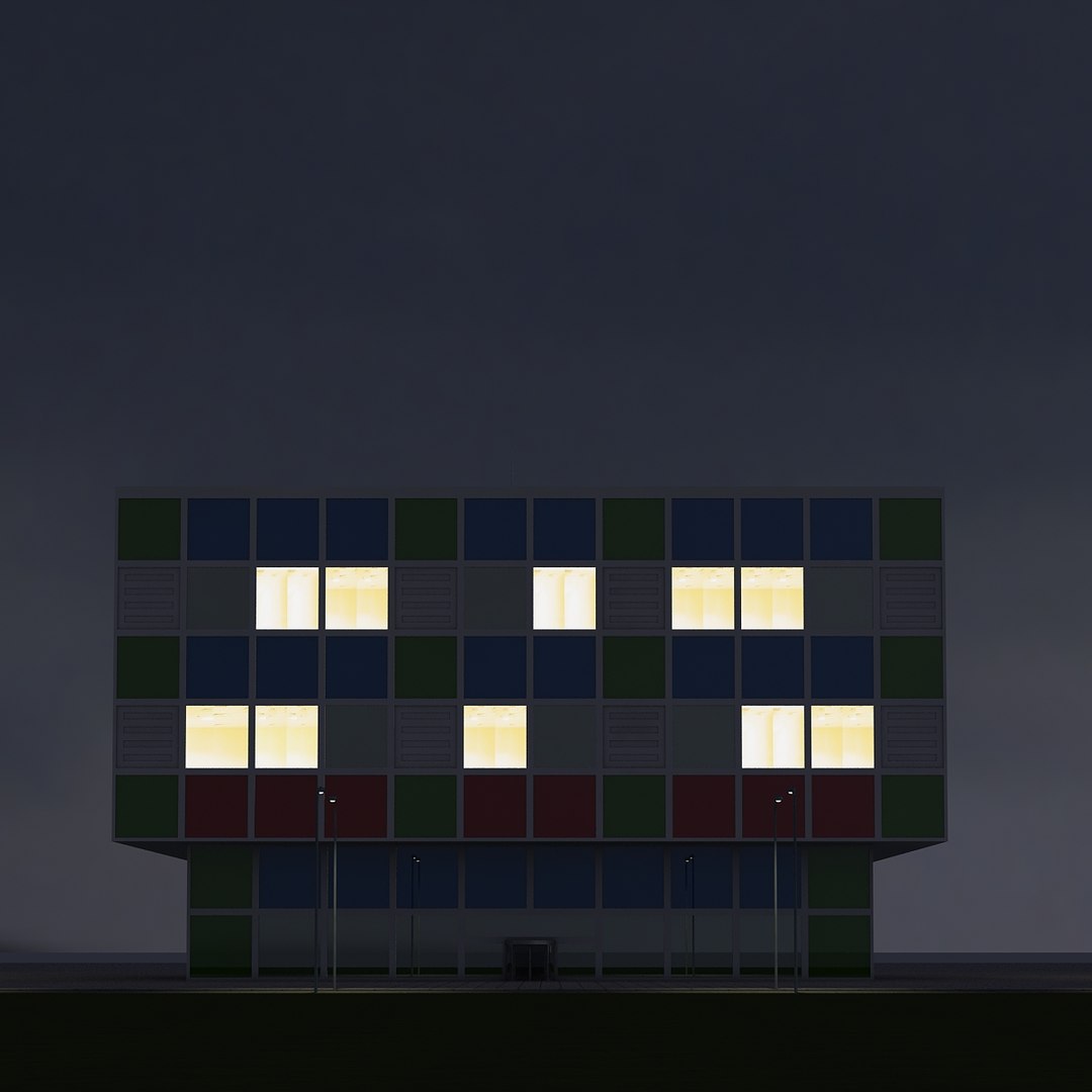 Building 10 Night 3d Model