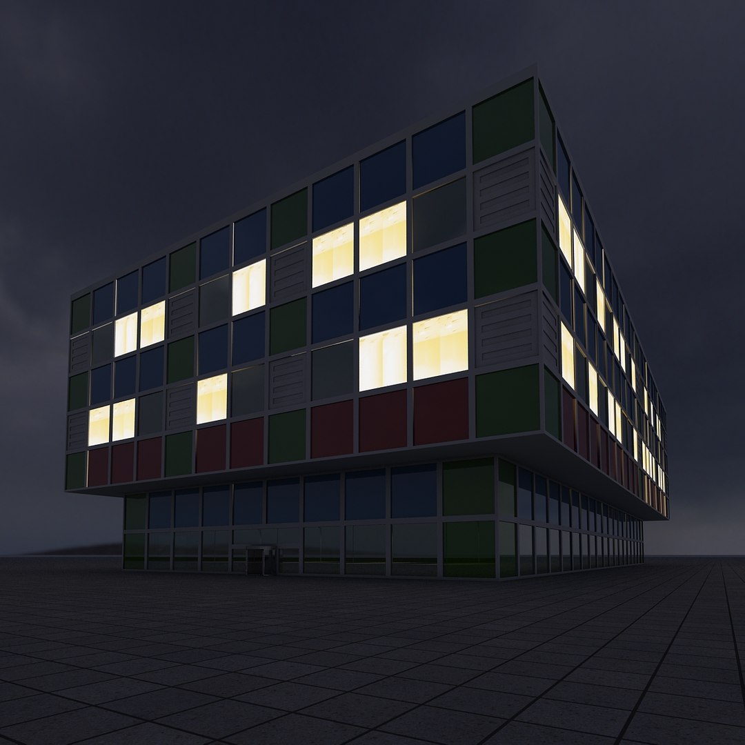 Building 10 Night 3d Model