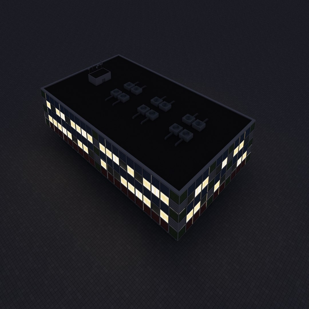 Building 10 Night 3d Model