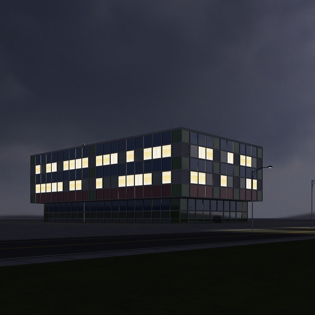 Building 10 Night 3d Model