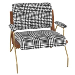 Homary-Houndstooth Accent Chair Modern Linen Upholstered Accent Chair Modern Chair in Gold Legs model