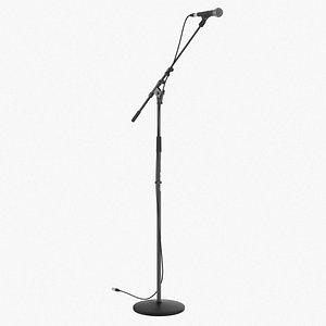 3D model Microphone stand KM 26145 Shure Sm 58 with Clamp Shure A25D and Neutrik XLR cable