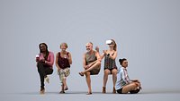 Basics0335 - A set containing 5 models of male and female adults sitting in casual attire in home se