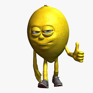 lemon cartoon character fruit 3D model