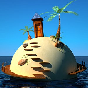 cartoon island 3d model