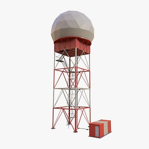 Airport Weather Radar tower Low Poly PBR 3D
