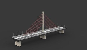 Single suspended bridge 3D model 3D model