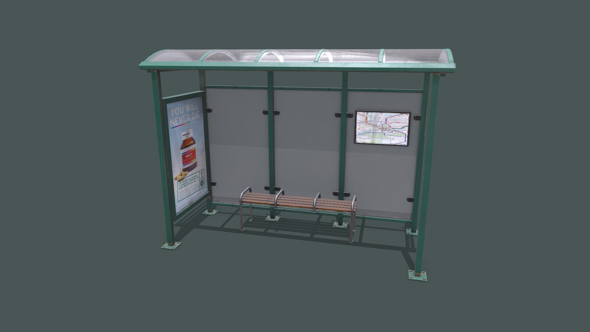 Old Bus Stop Low-poly PBR 3D Model - TurboSquid 2120853