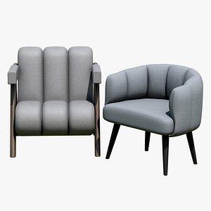 3D Modern Upholstered Accent Lounge Chair model